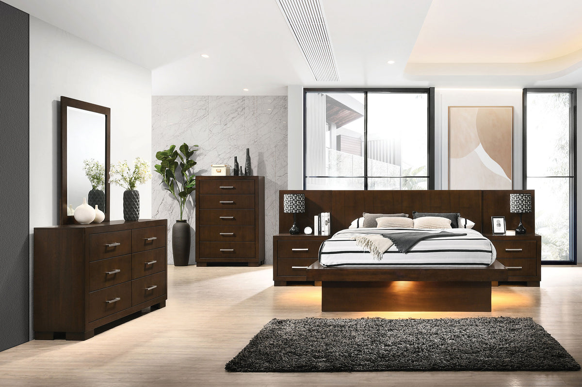 Orleans Furniture - Coaster - Jessica 6-piece Eastern King LED Bedroom Set Cappuccino - 200711KE-S6P