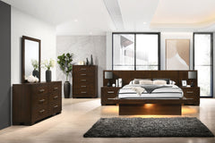 Orleans Furniture - Coaster - Jessica 6-piece Eastern King LED Bedroom Set Cappuccino - 200711KE-S6P