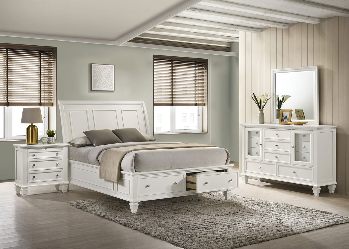 Orleans Furniture - Coaster - Sandy Beach 4-piece Eastern King Bedroom Set Cream White - 201309KE-S4
