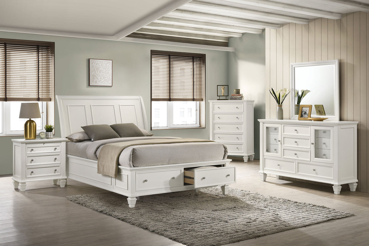 Orleans Furniture - Coaster - Sandy Beach 5-piece Eastern King Bedroom Set Cream White - 201309KE-S5