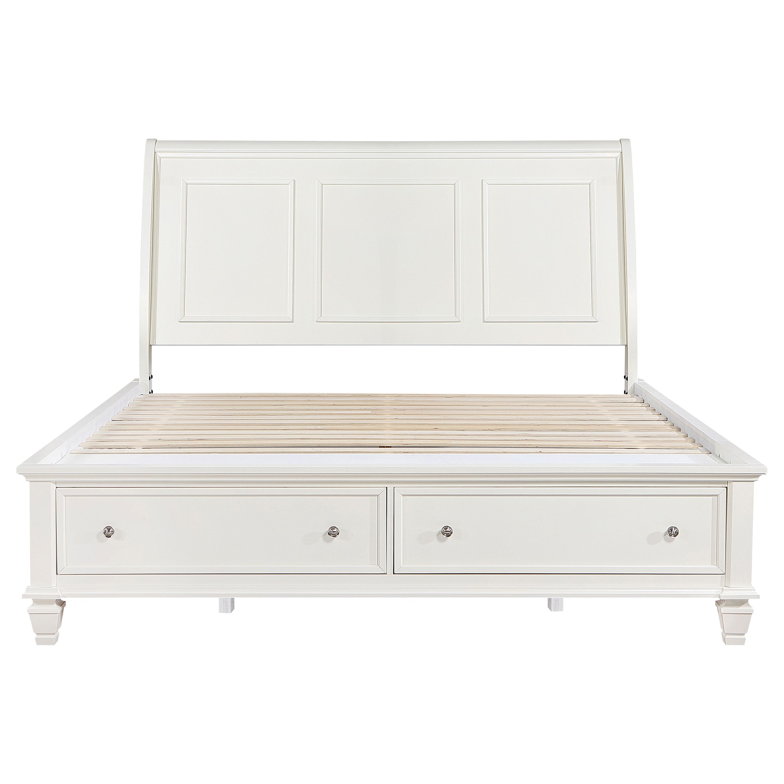 Sandy Beach Wood Eastern King Storage Panel Bed Cream White