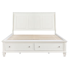 Sandy Beach Wood Eastern King Storage Panel Bed Cream White