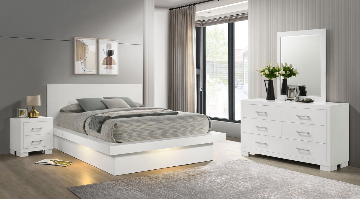 Orleans Furniture - Coaster - Jessica 4-piece Eastern King LED Bedroom Set Cream White - 202990KE-S4