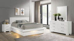 Orleans Furniture - Coaster - Jessica 4-piece Eastern King LED Bedroom Set Cream White - 202990KE-S4