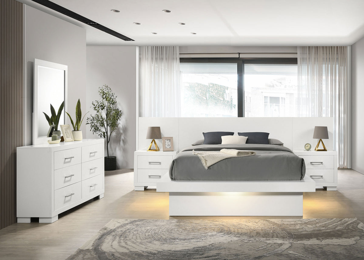Orleans Furniture - Coaster - Jessica 5-piece Eastern King LED Bedroom Set Snow White - 202990KE-S5P