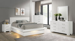 Orleans Furniture - Coaster - Jessica 5-piece Eastern King LED Bedroom Set Snow White - 202990KE-S5