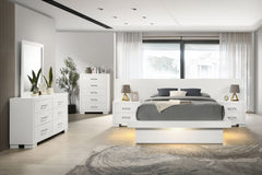 Orleans Furniture - Coaster - Jessica 6-piece Eastern King LED Bedroom Set Snow White - 202990KE-S6P