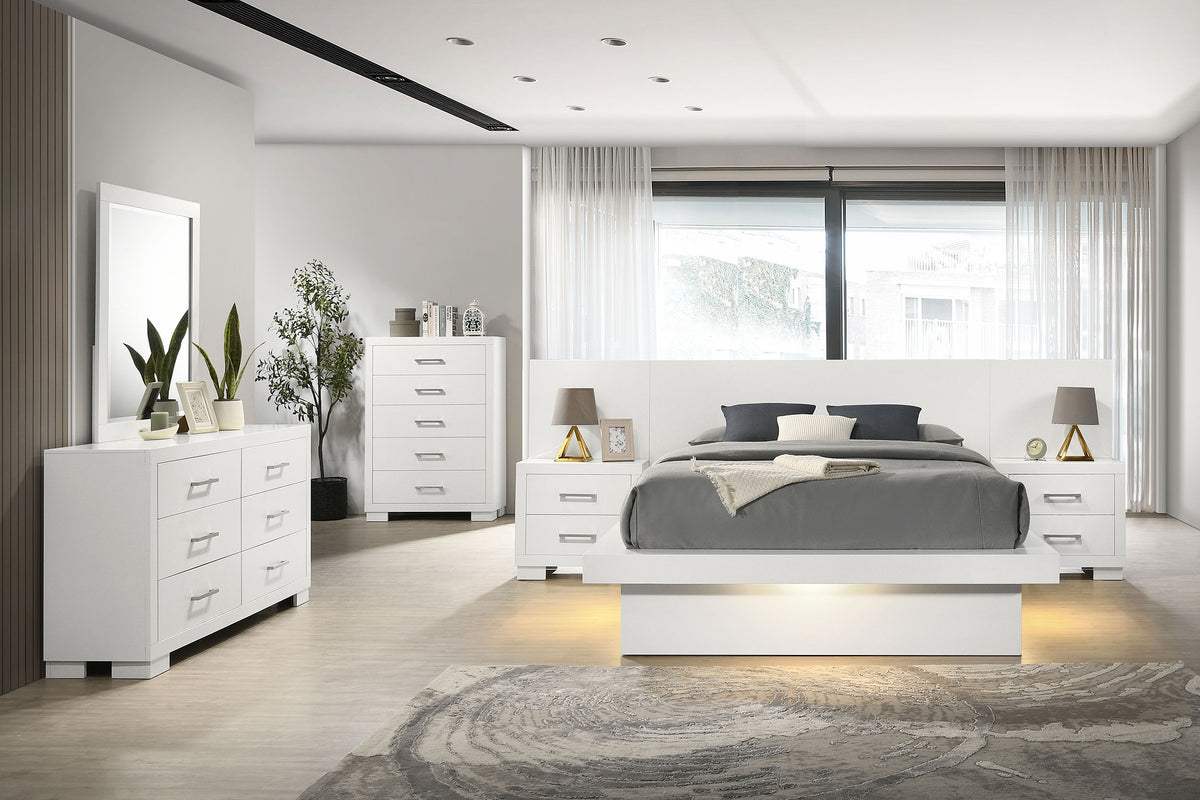 Orleans Furniture - Coaster - Jessica 6-piece Queen LED Bedroom Set Snow White - 202990Q-S6P
