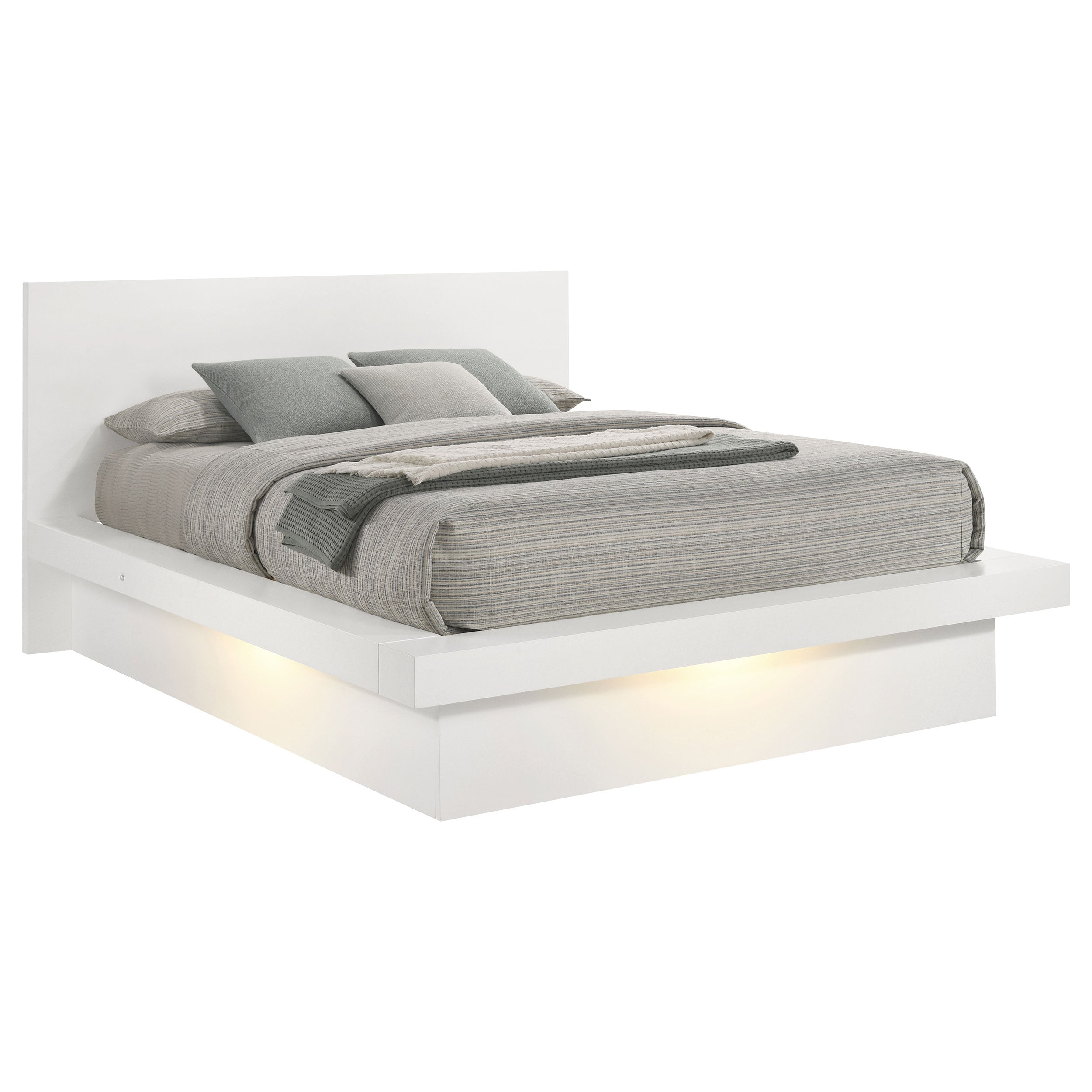 Orleans Furniture - Coaster - Jessica Wood Queen LED Panel Bed Snow White - 202990Q