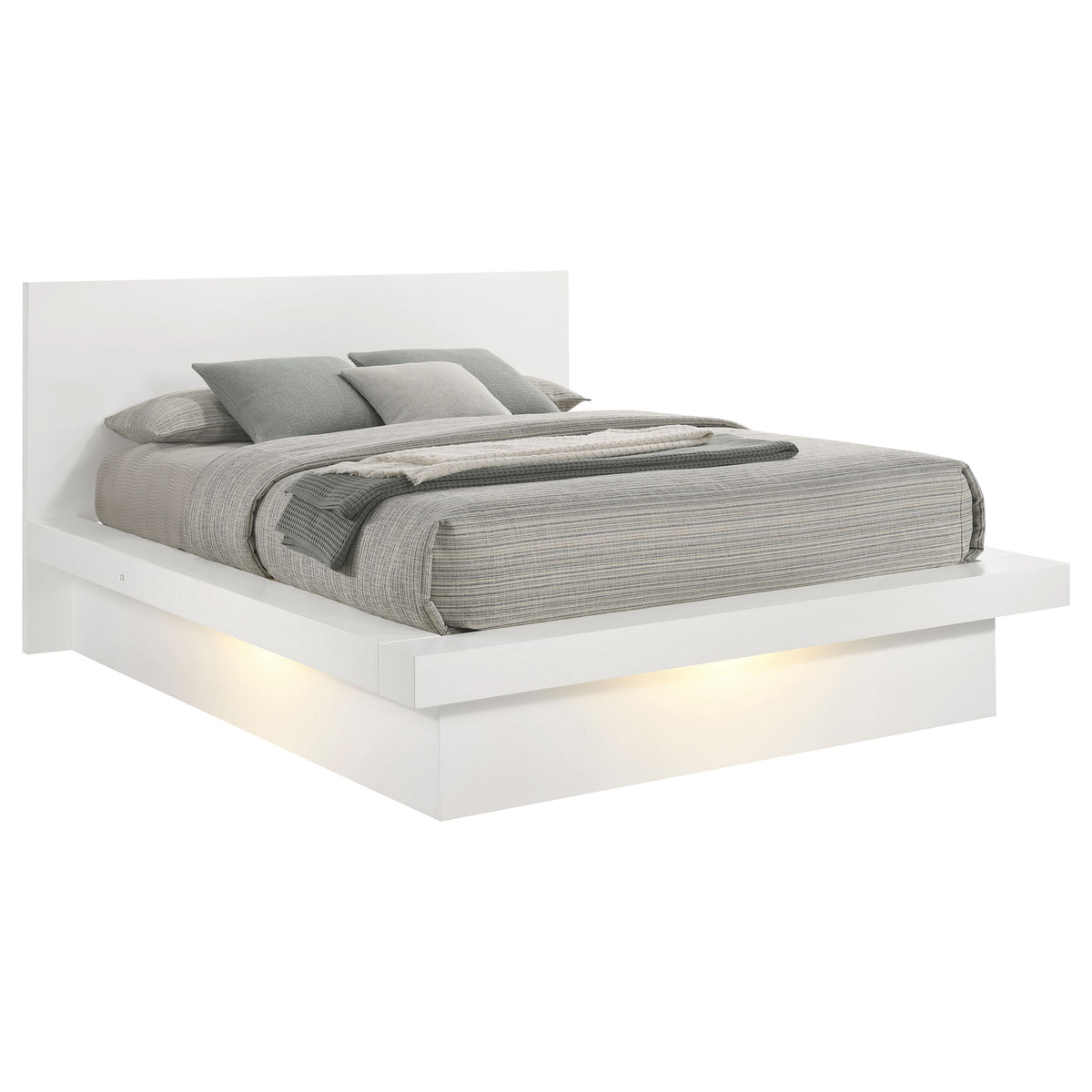 Orleans Furniture - Coaster - Jessica Wood Queen LED Panel Bed Snow White - 202990Q