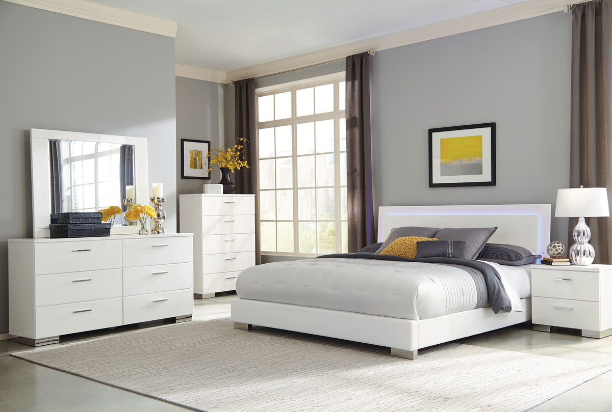 Orleans Furniture - Coaster - Felicity 5-piece Queen Bedroom Set White High Gloss - 203500Q-S5