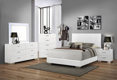 Orleans Furniture - Coaster - Felicity 5-piece Eastern King Bedroom Set White High Gloss - 203501KE-S5L