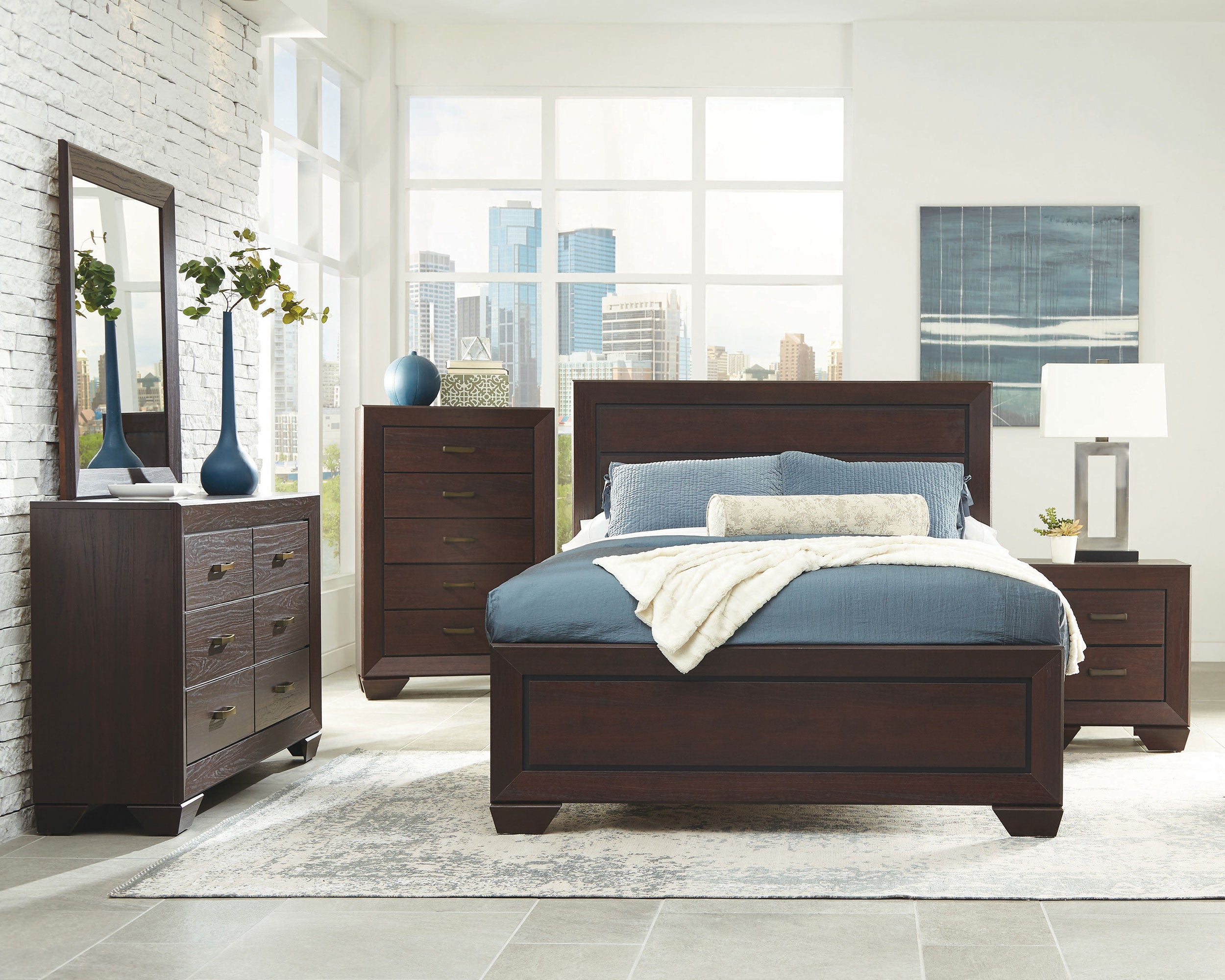 Orleans Furniture - Coaster - Kauffman 5-piece Eastern King Bedroom Set Dark Cocoa - 204391KE-S5
