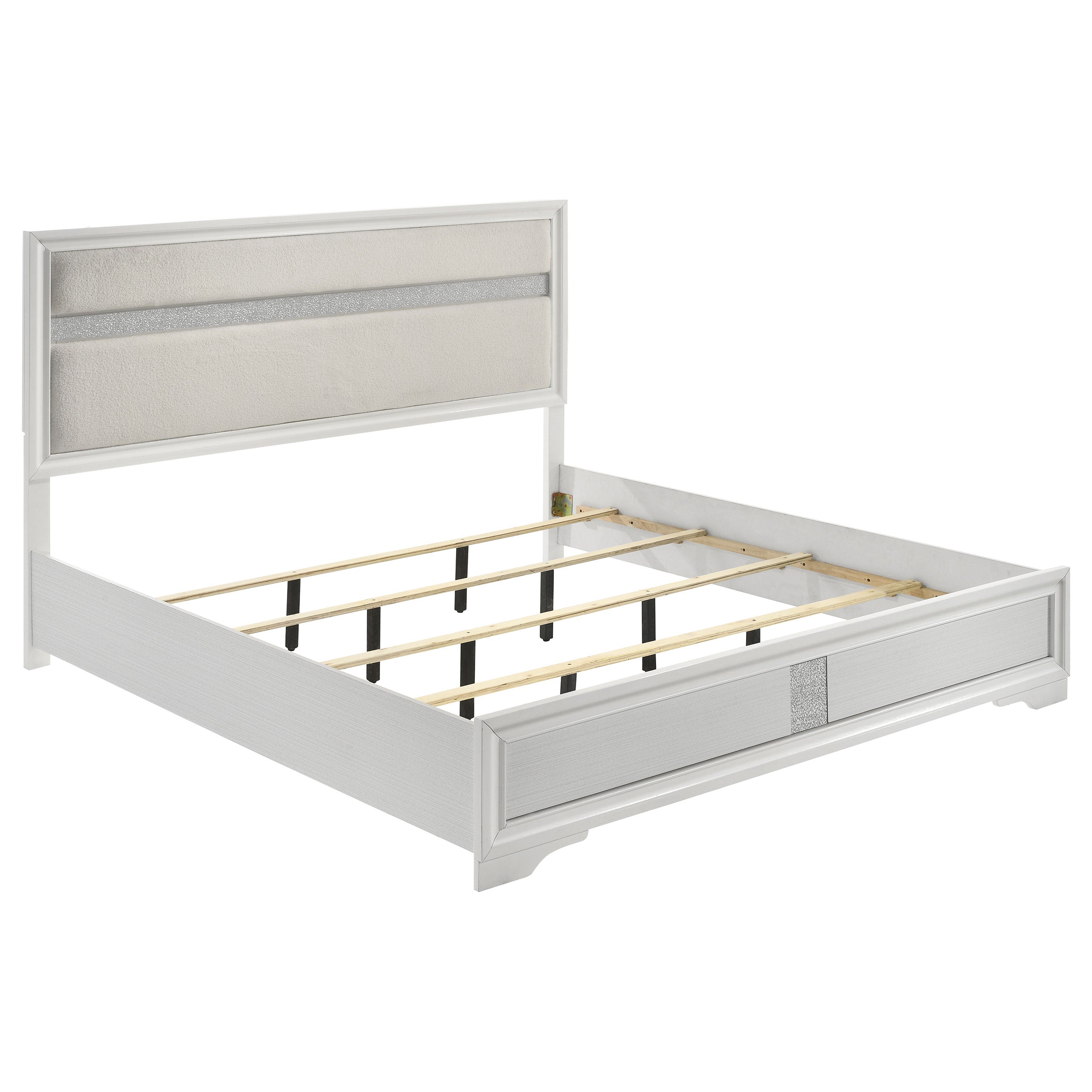 Orleans Furniture - Coaster - Miranda 54-inch Upholstered Eastern King Panel Bed White - 205110KE