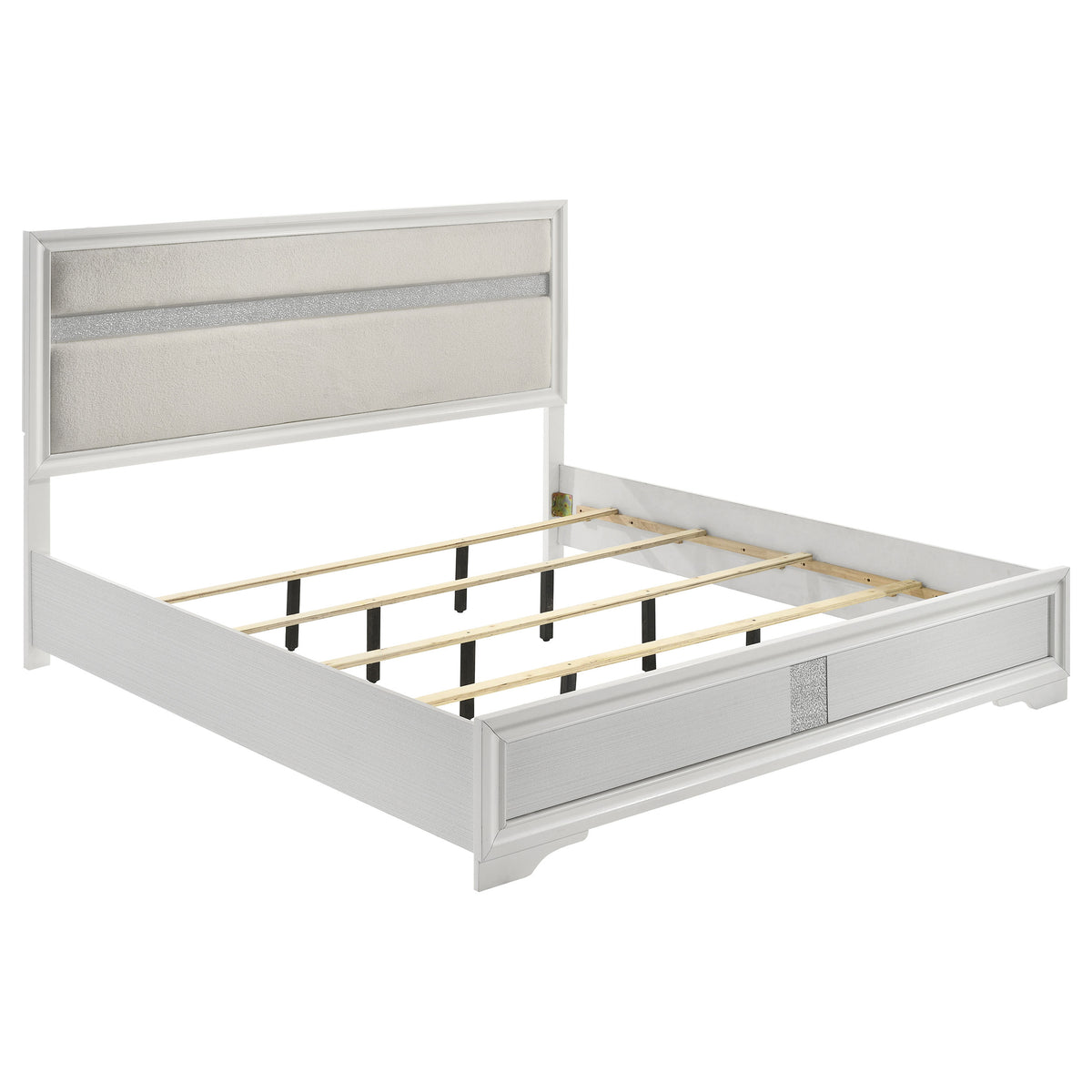 Orleans Furniture - Coaster - Miranda 54-inch Upholstered Eastern King Panel Bed White - 205110KE