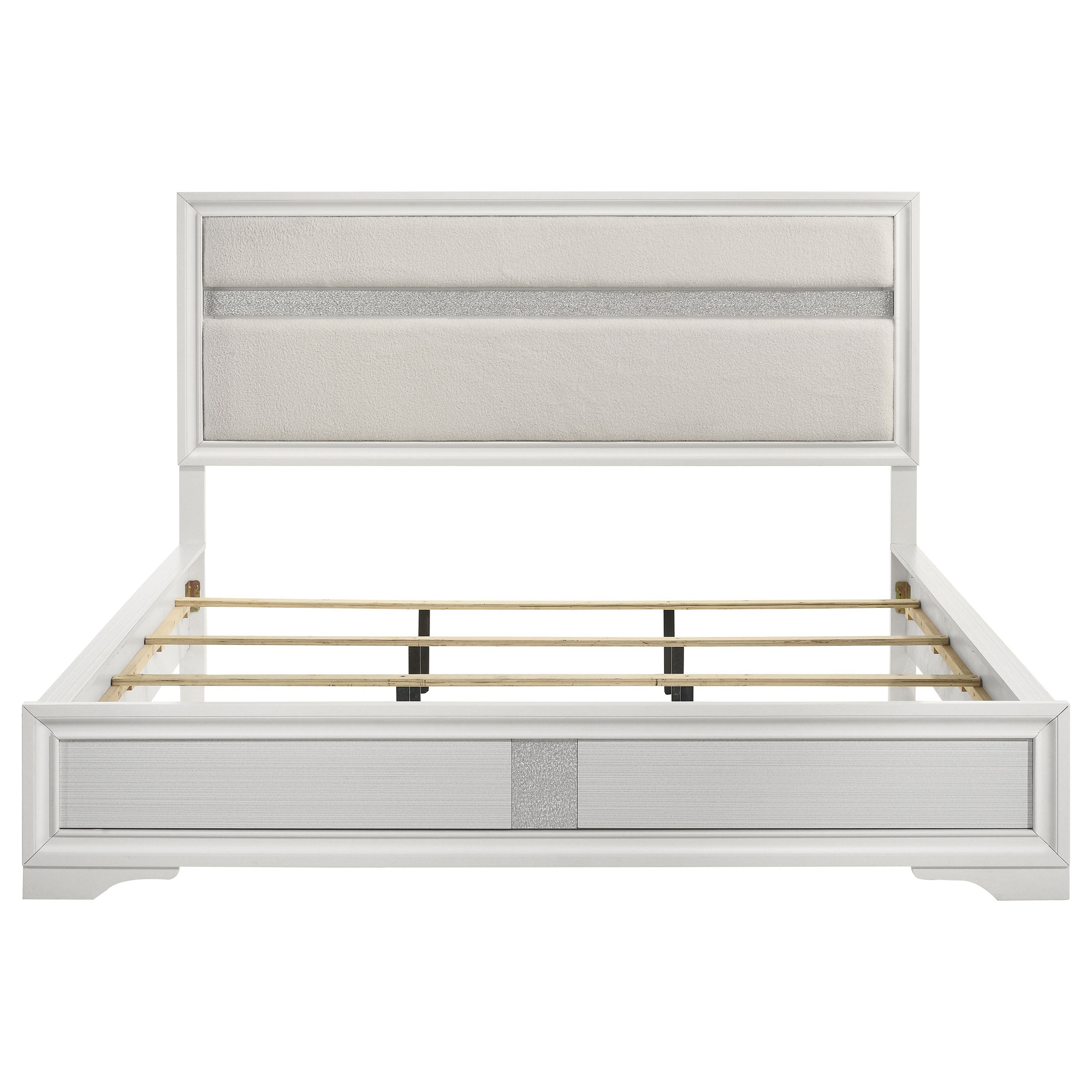 Miranda 54-inch Upholstered California King Panel Bed White