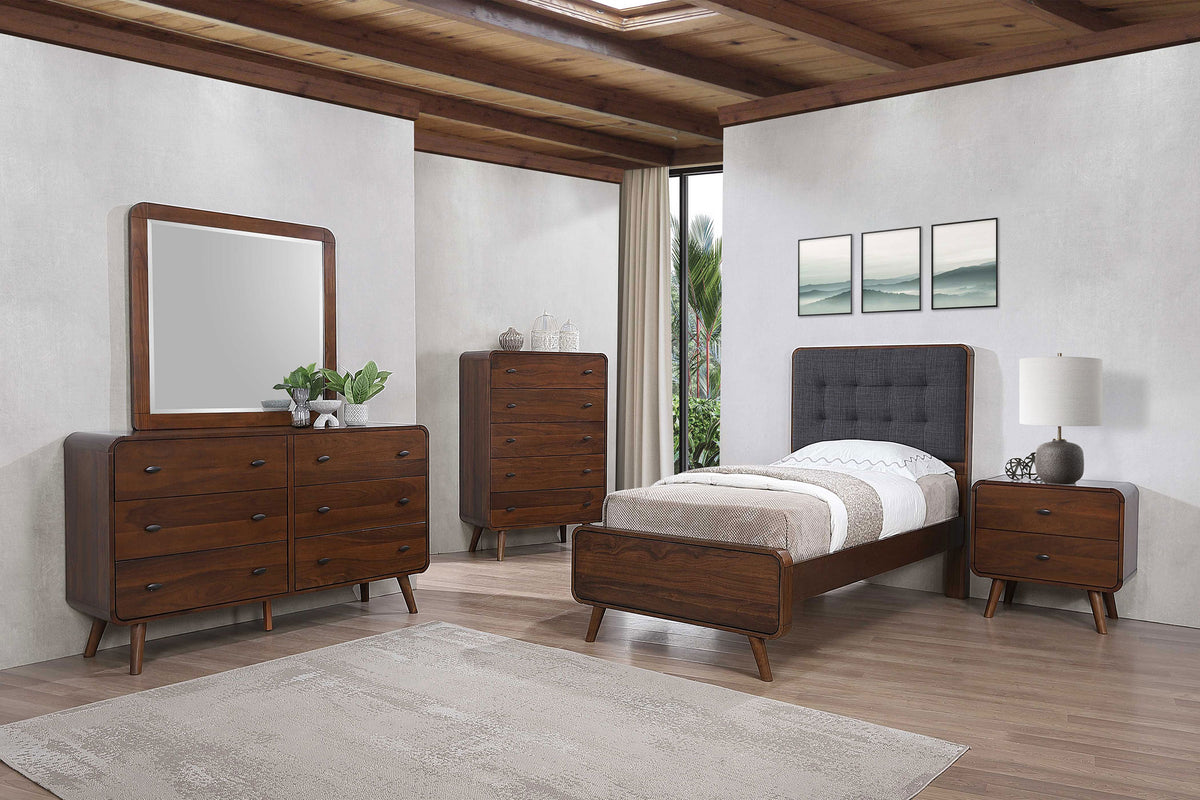Orleans Furniture - Coaster - Robyn 5-piece Twin Bedroom Set Dark Walnut - 205131T-S5