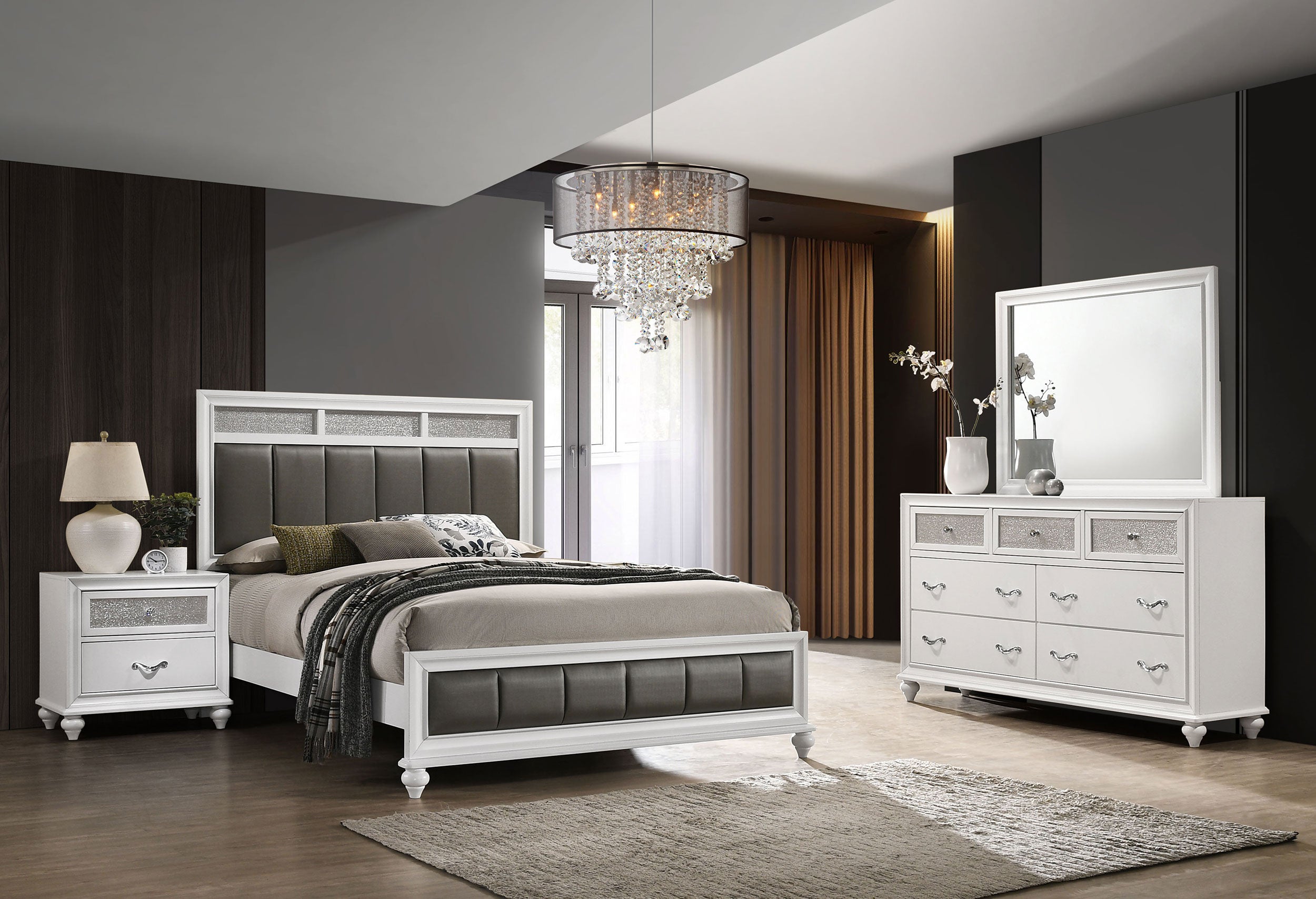 Orleans Furniture - Coaster - Barzini 4-piece Queen Bedroom Set White - 205891Q-S4