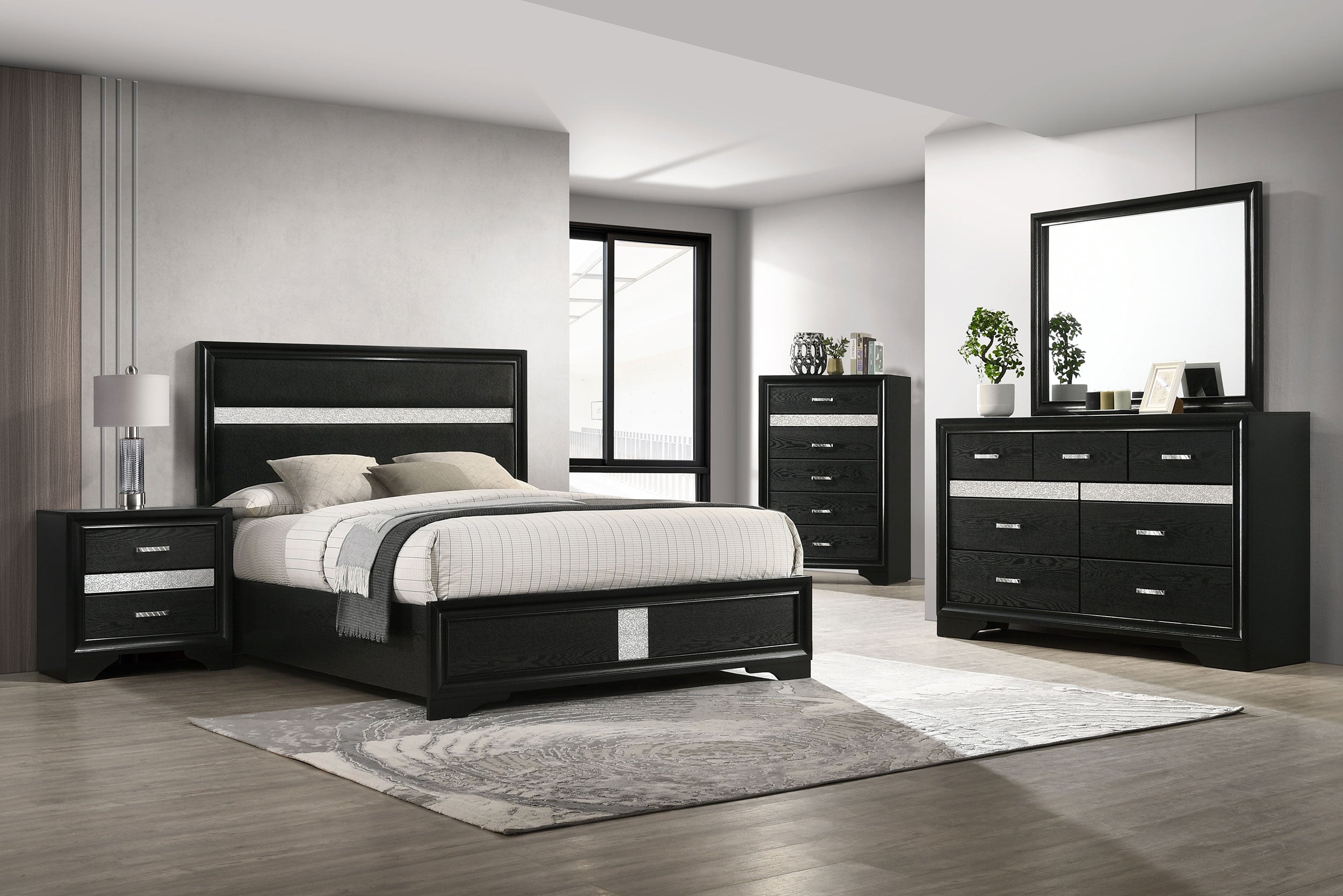 Orleans Furniture - Coaster - Miranda 5-piece California King Bedroom Set Black - 206360KW-S5