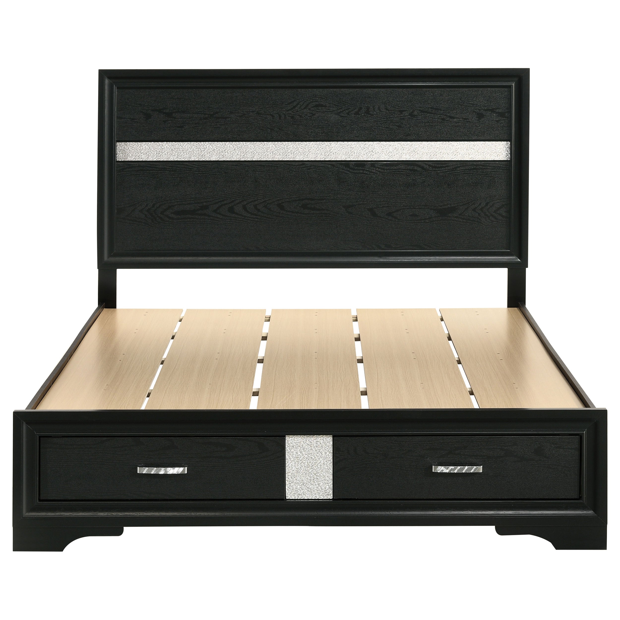 Miranda 51-inch Wood Queen Storage Panel Bed Black