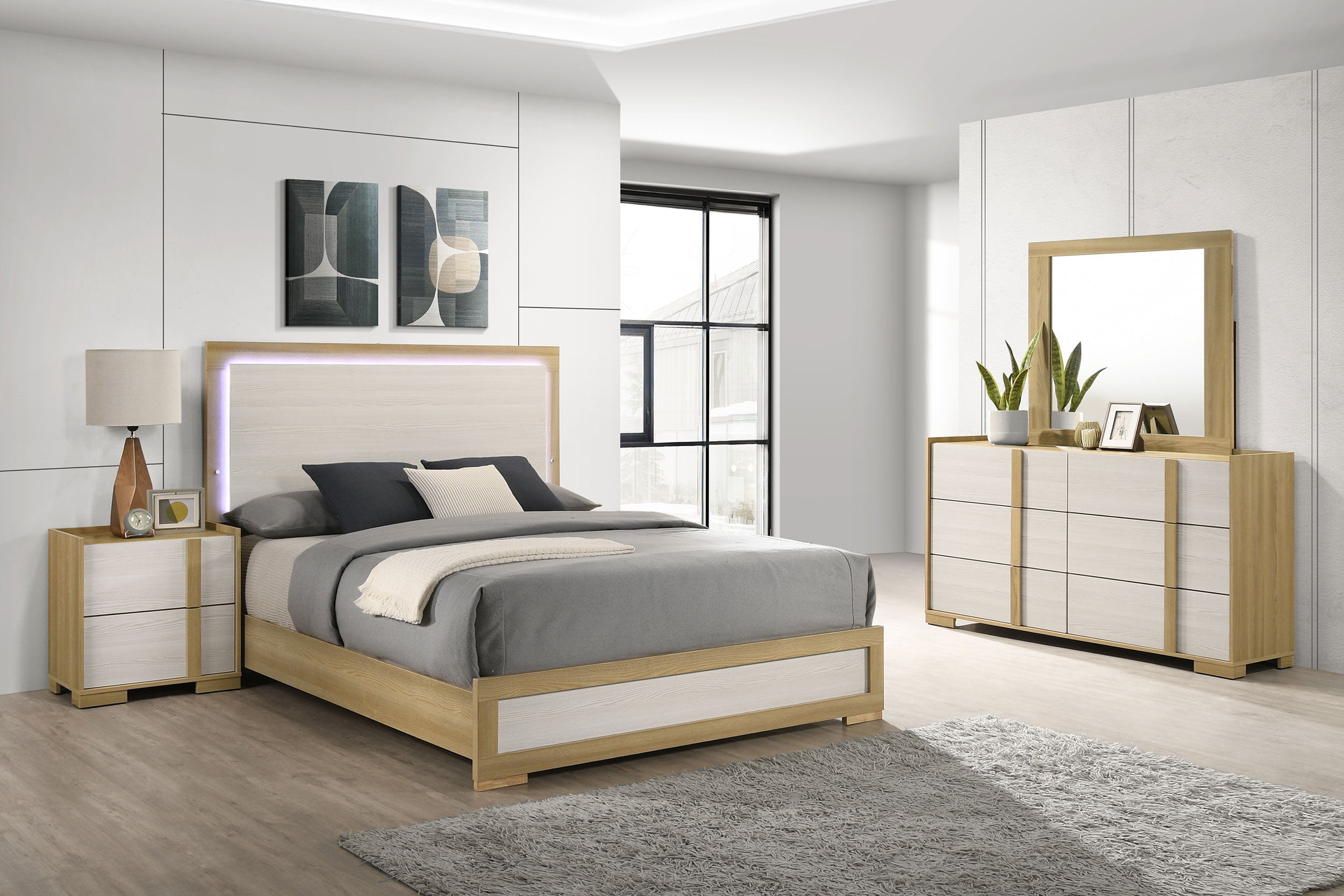 Orleans Furniture - Coaster - Hyland 4-piece Queen Bedroom Set Natural - 215651Q-S4