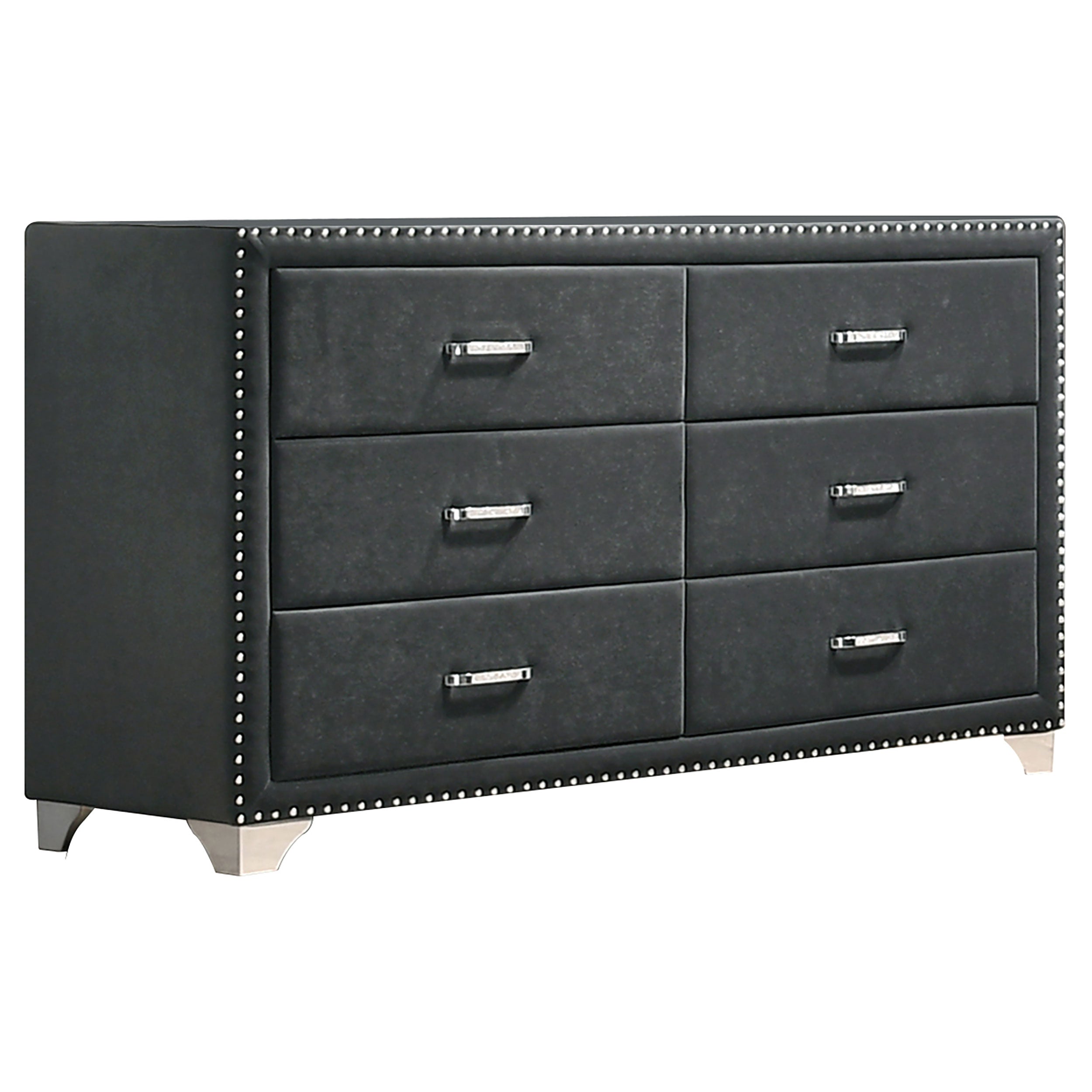 Orleans Furniture - Coaster - Melody 6-drawer Upholstered Dresser Grey - 223383