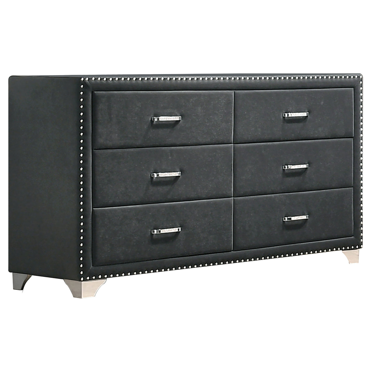 Orleans Furniture - Coaster - Melody 6-drawer Upholstered Dresser Grey - 223383