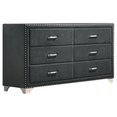 Orleans Furniture - Coaster - Melody 6-drawer Upholstered Dresser Grey - 223383