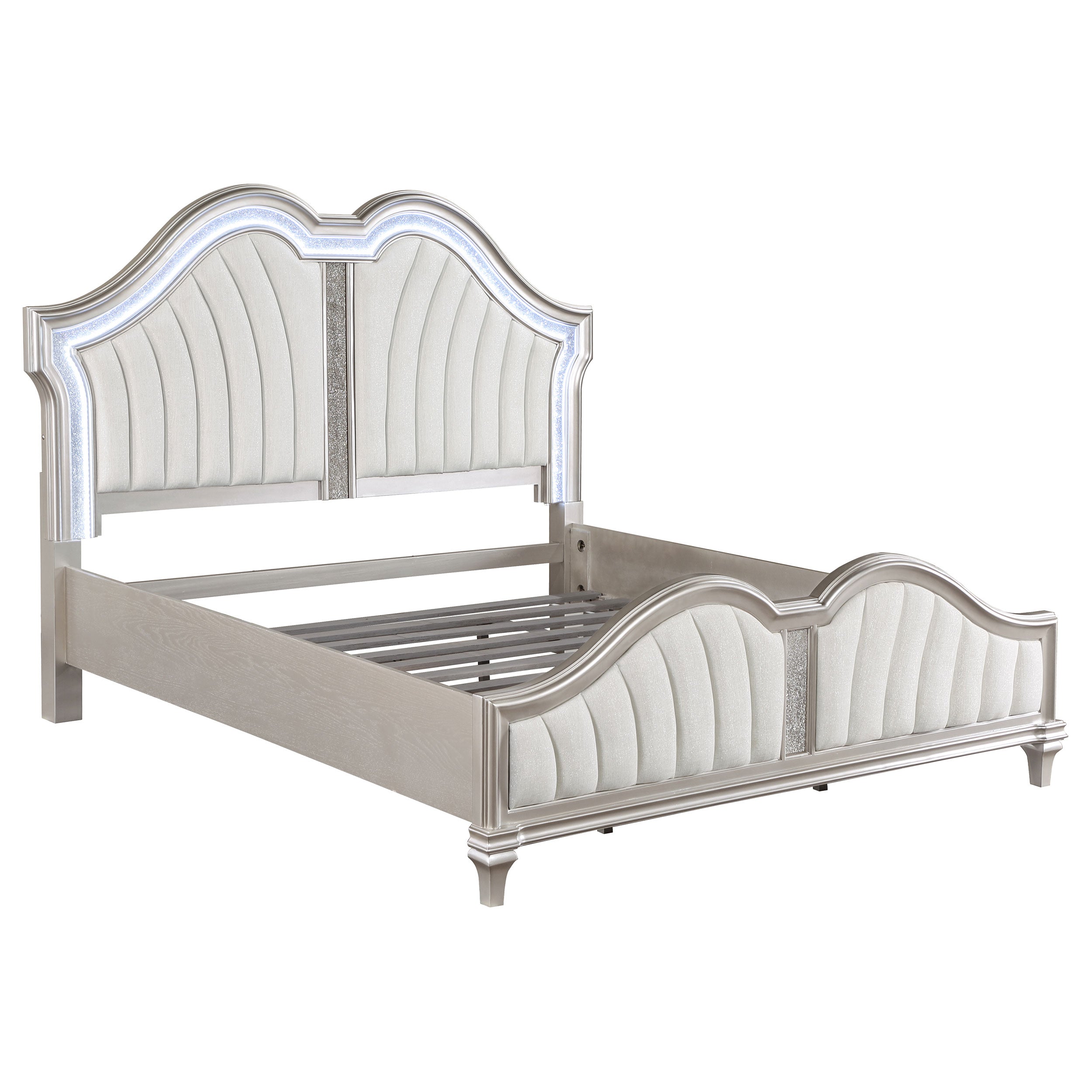 Orleans Furniture - Coaster - Evangeline Wood Eastern King LED Panel Bed Silver Oak - 223391KE