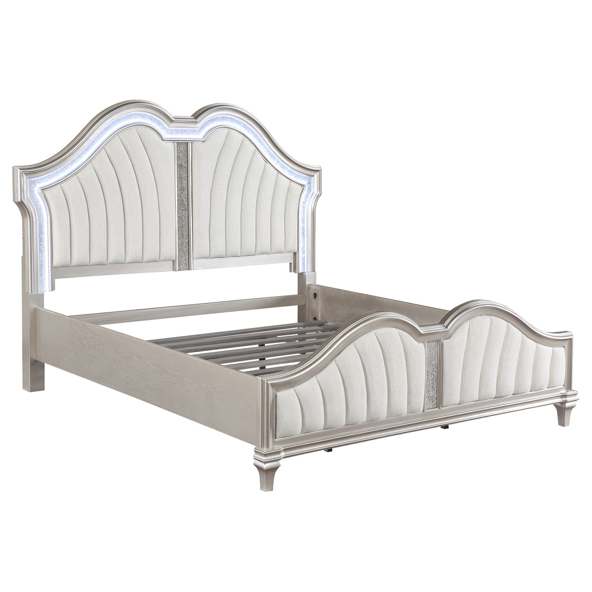 Orleans Furniture - Coaster - Evangeline Wood Eastern King LED Panel Bed Silver Oak - 223391KE
