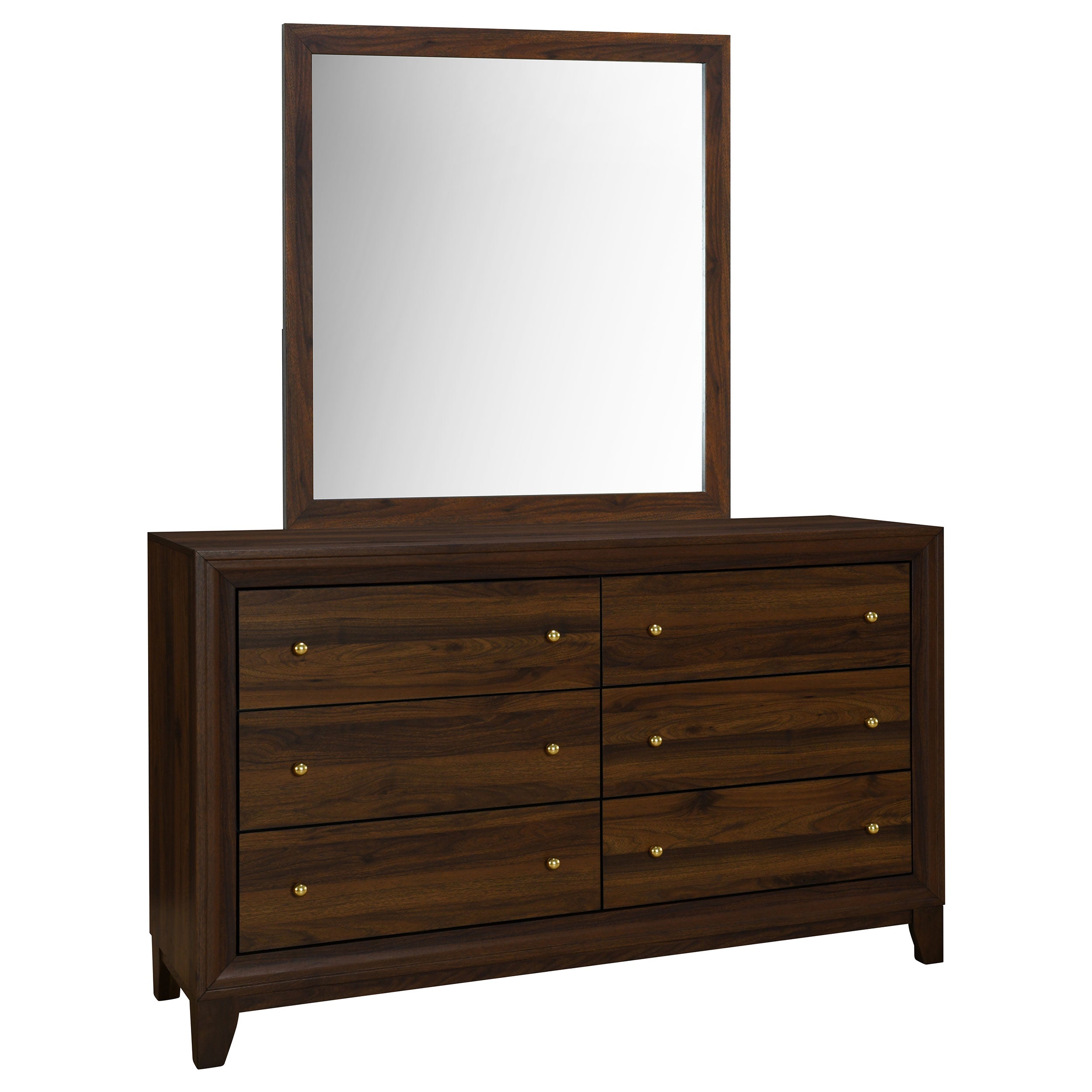 Orleans Furniture - Coaster - Welsley 6-drawer Dresser and Mirror Walnut - 223443M