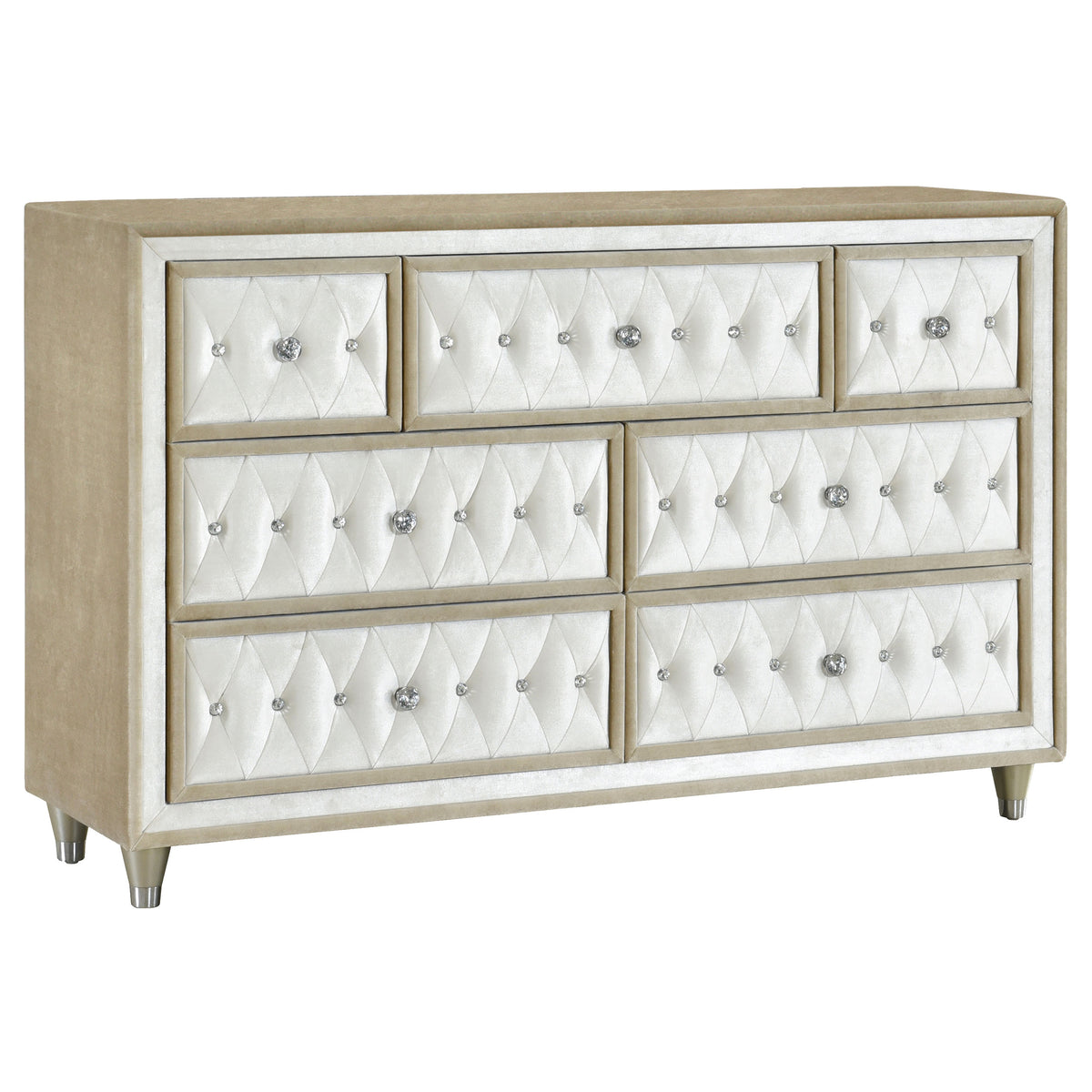 Orleans Furniture - Coaster - Antonella 7-drawer Upholstered Dresser Ivory and Camel - 223523