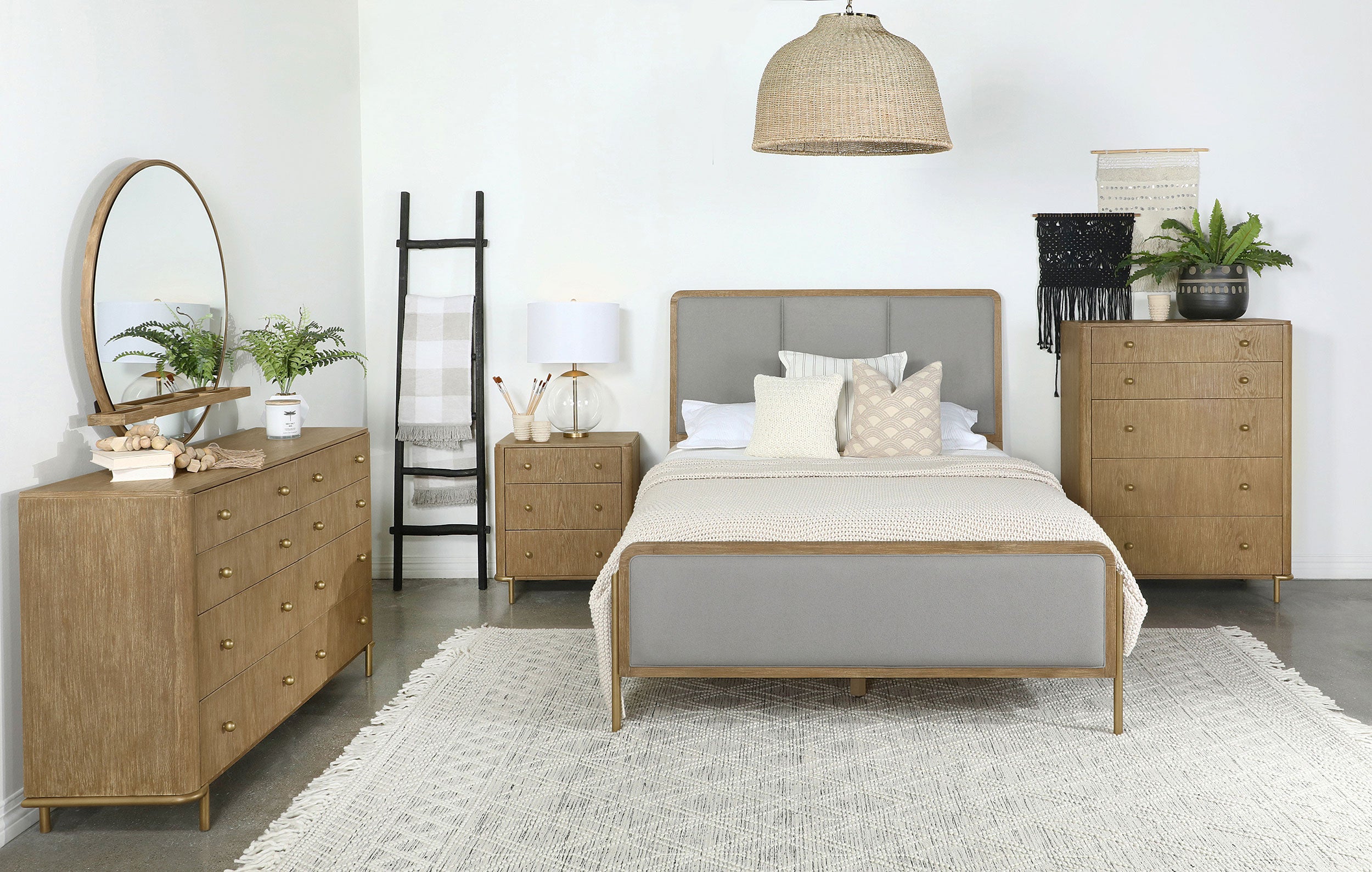 Orleans Furniture - Coaster - Arini 5-piece Eastern King Bedroom Set Sand Wash and Grey - 224301KE-S5