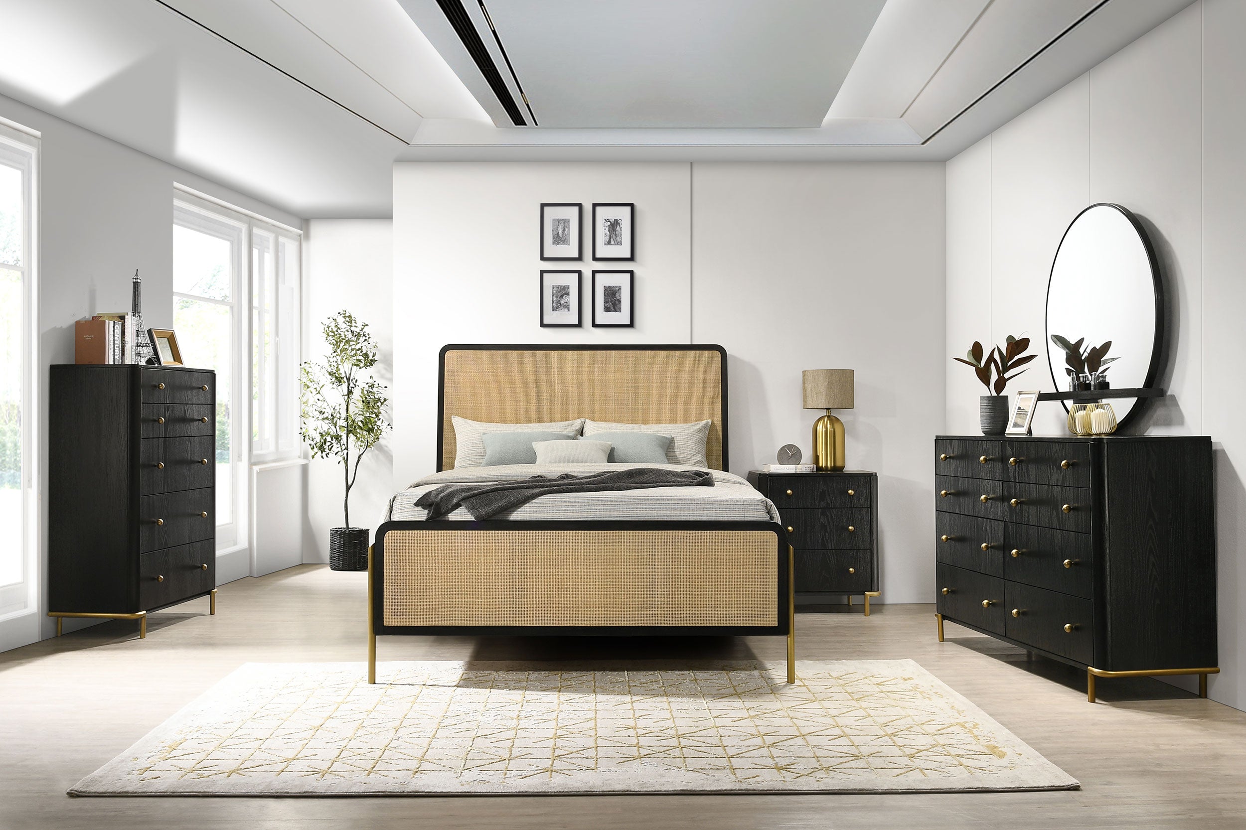 Orleans Furniture - Coaster - Arini 5-piece California King Bedroom Set Black and Natural - 224330KW-S5