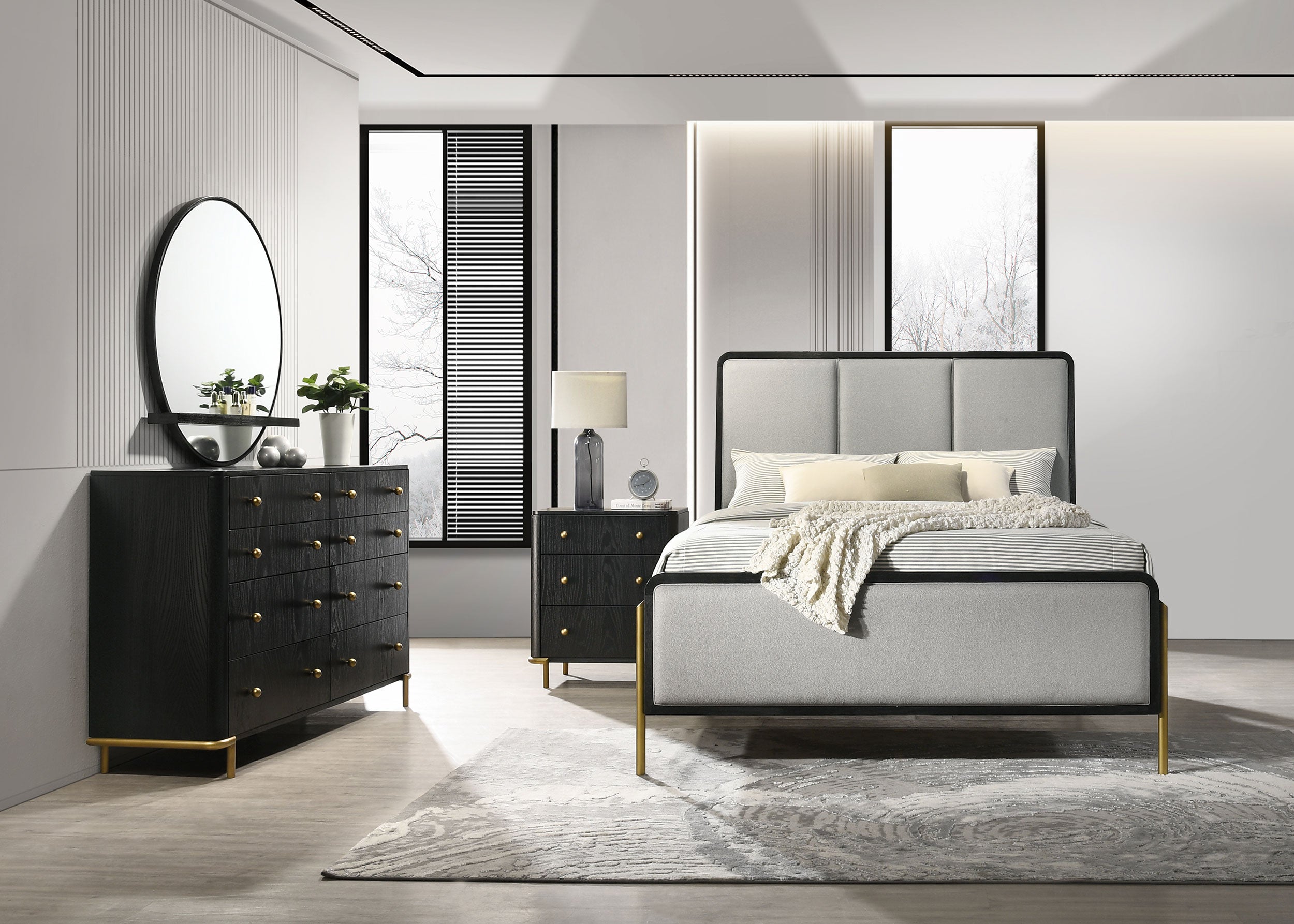 Orleans Furniture - Coaster - Arini 4-piece Queen Bedroom Set Black and Grey - 224331Q-S4