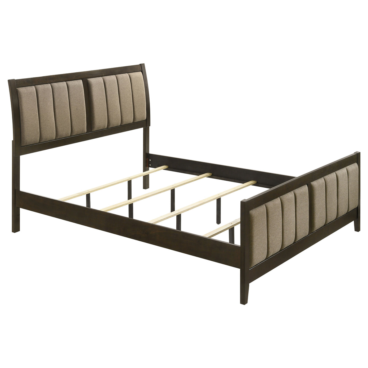 Orleans Furniture - Coaster - Wilkes 51-inch Upholstered Eastern King Bed Dark Cocoa - 224421KE