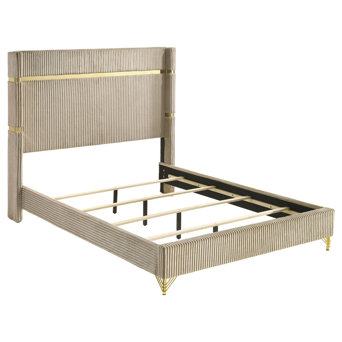 Orleans Furniture - Coaster - Lucia 61-inch Upholstered Queen Wingback Bed Beige - 224731Q