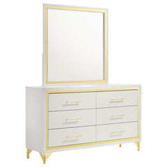 Orleans Furniture - Coaster - Lucia 6-drawer Dresser with Mirror White  - 224733M