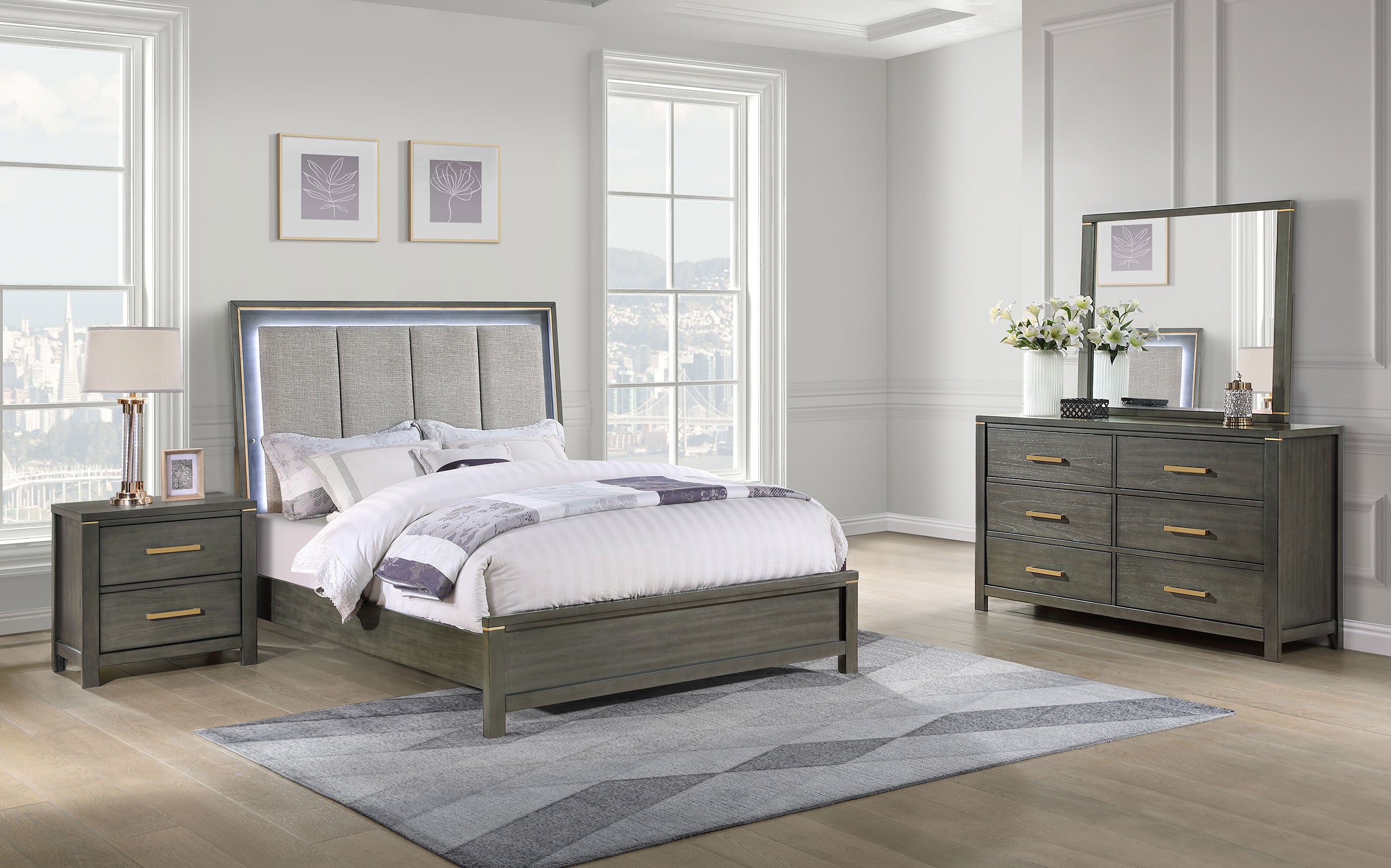 Orleans Furniture - Coaster - Kieran 4-piece Eastern King Bedroom Set Grey - 224741KE-S4