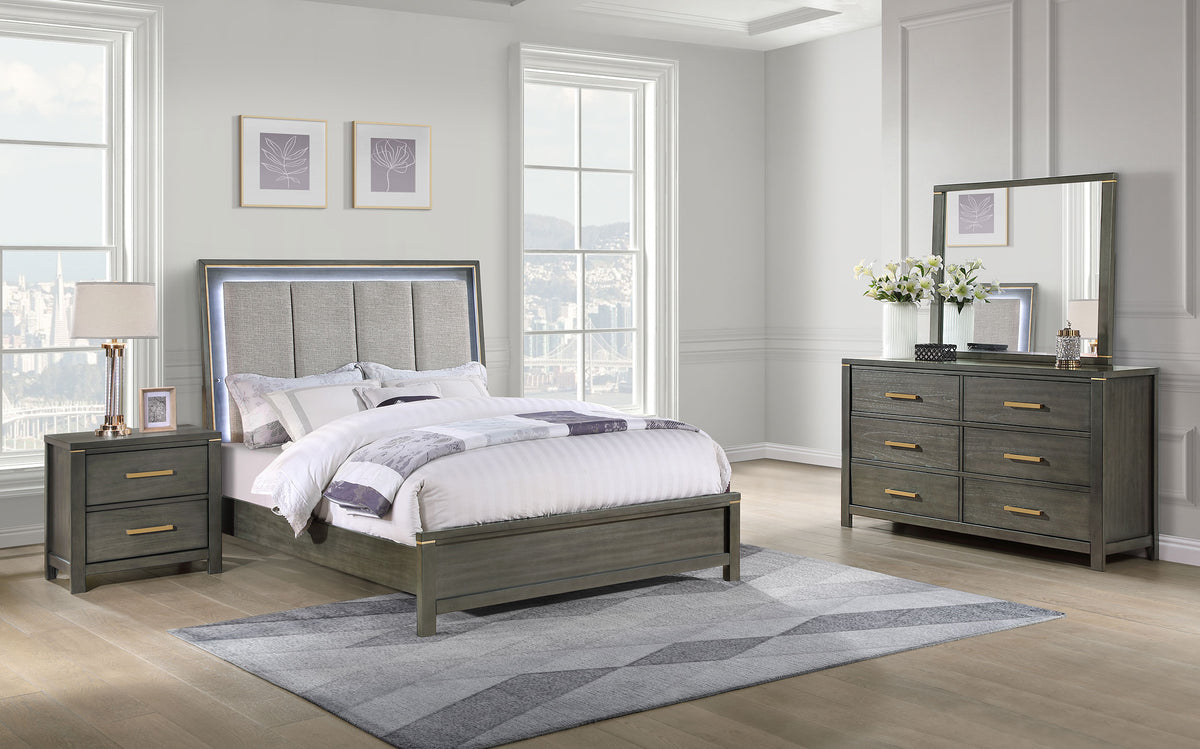 Orleans Furniture - Coaster - Kieran 4-piece Eastern King Bedroom Set Grey - 224741KE-S4