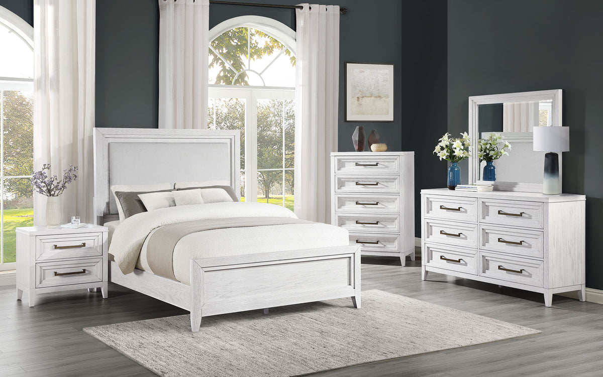 Orleans Furniture - Coaster - Marielle 5-piece Cal King Bedroom Set Distressed White  - 224841KW-S5