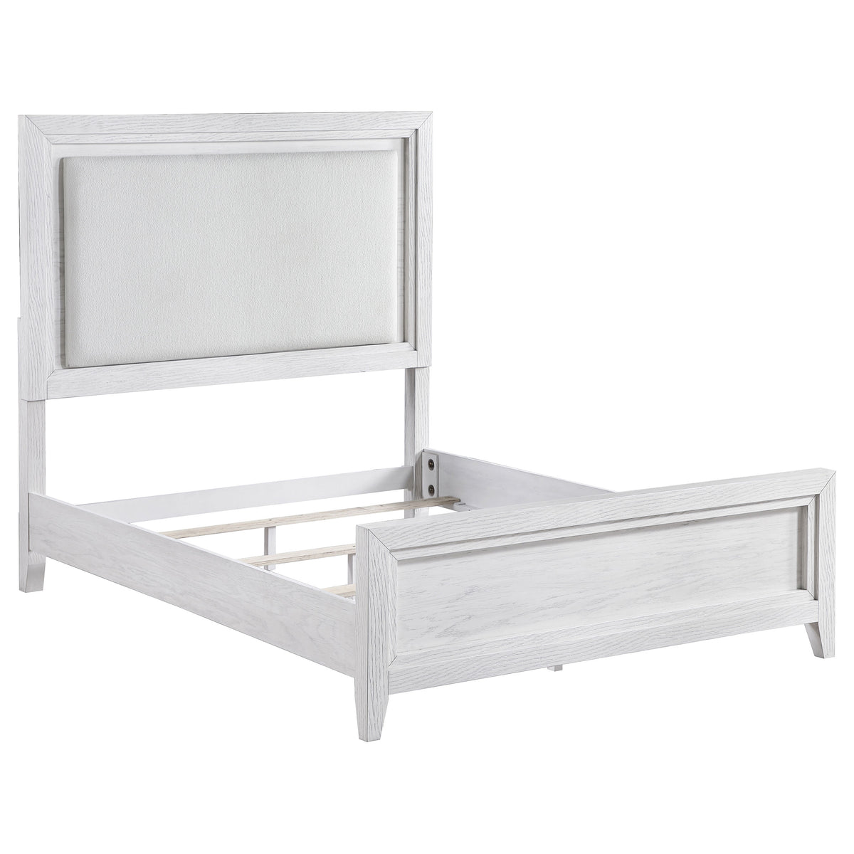 Orleans Furniture - Coaster - Marielle Queen Upholstered Panel Bed Distressed White - 224841Q