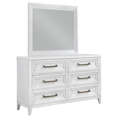 Orleans Furniture - Coaster - Marielle 6-drawer Dresser with Mirror Distressed White  - 224843M