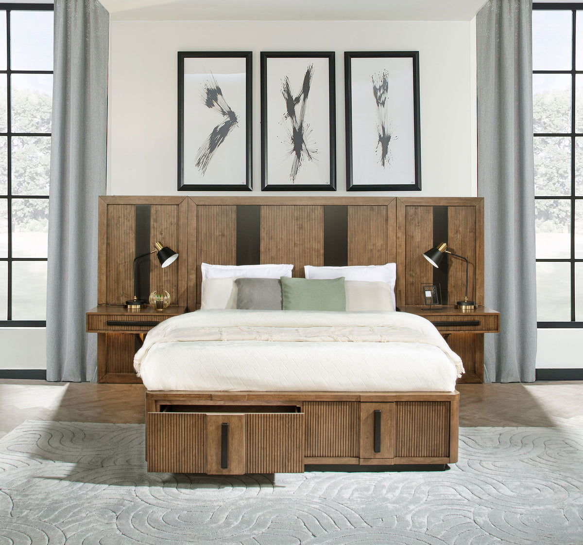 Orleans Furniture - Coaster - Terrace California King Wall Panel Storage Bed Ash Brown - 224900KW-S3P