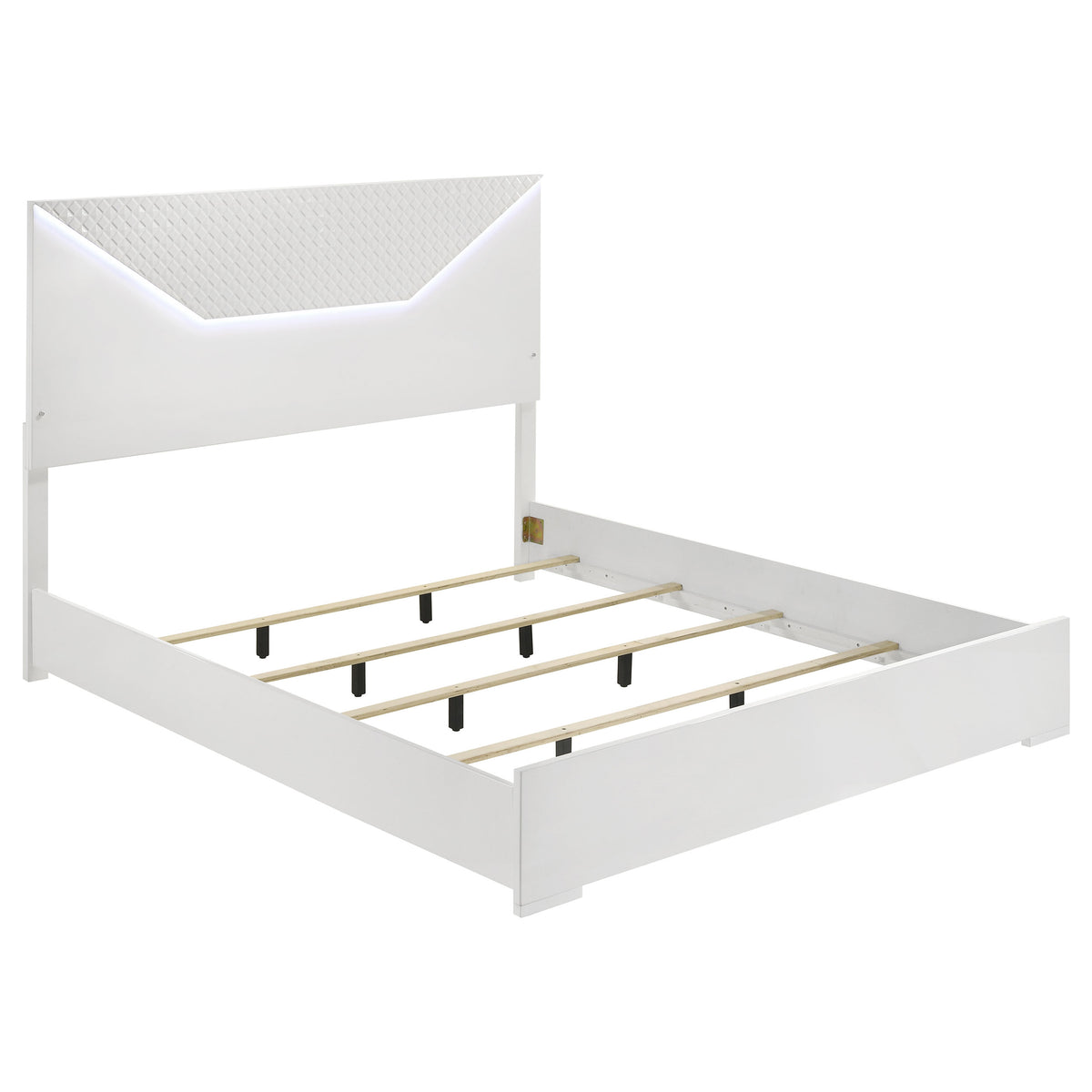 Orleans Furniture - Coaster - Ives Eastern King Panel Bed LED Headboard White High Gloss - 224941KE
