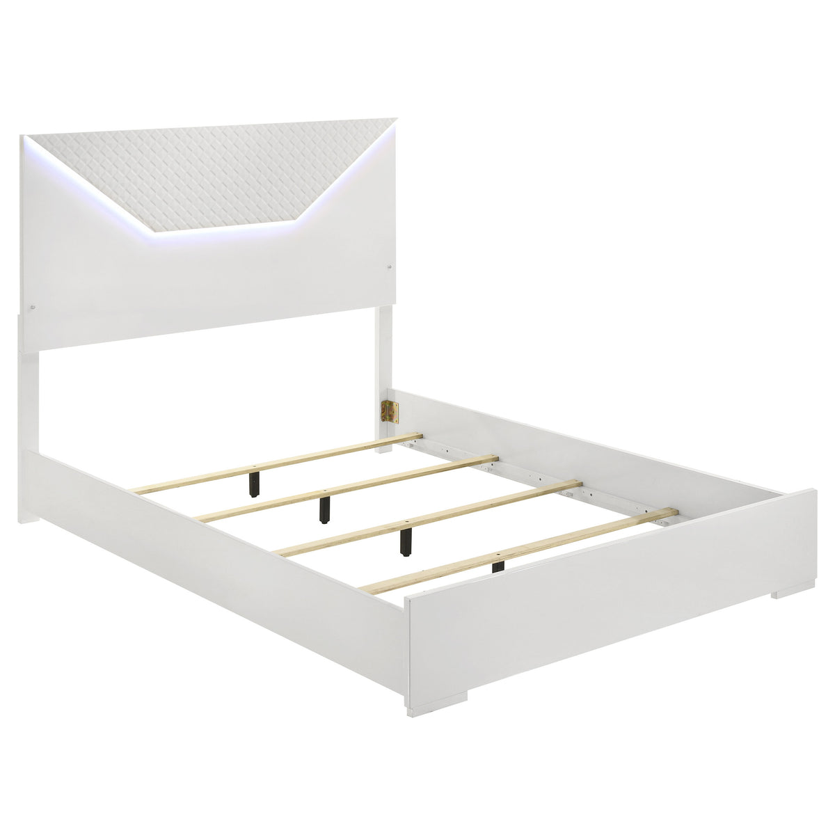 Orleans Furniture - Coaster - Ives Queen Panel Bed LED Headboard White High Gloss - 224941Q