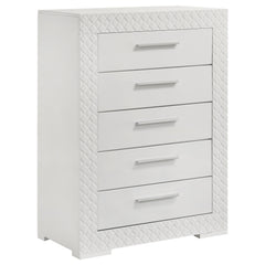 Orleans Furniture - Coaster - Ives 5-drawer Bedroom Chest of Drawers White High Gloss - 224945