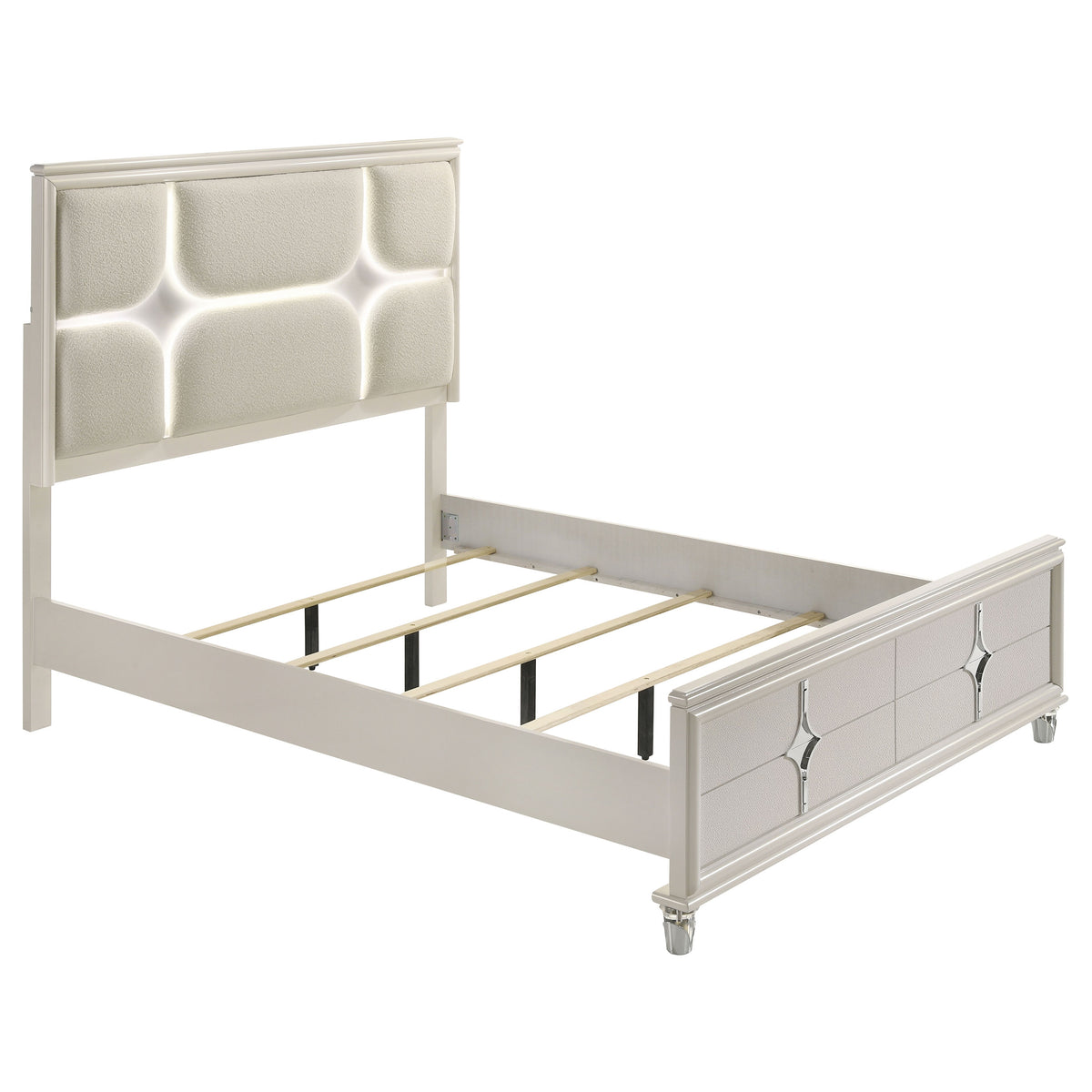 Orleans Furniture - Coaster - Olivia Queen Panel Bed LED Headboard Pearl White - 224951Q