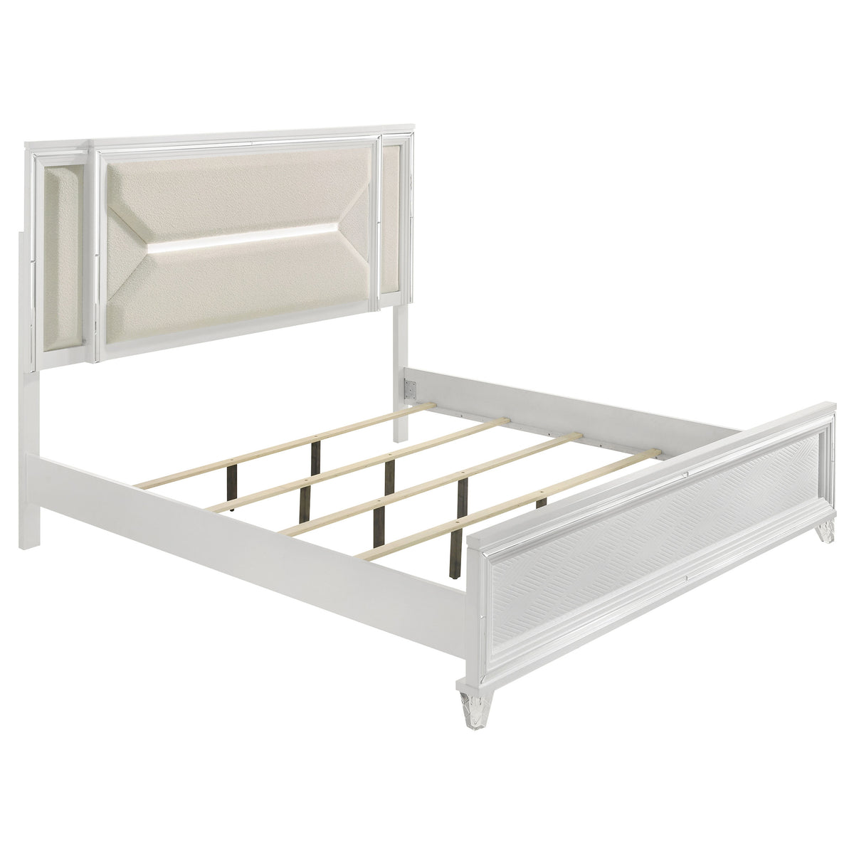 Orleans Furniture - Coaster - Marmore 64-inch Queen Panel Bed LED Headboard White - 224961Q