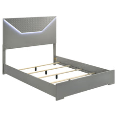 Orleans Furniture - Coaster - Ives Queen Panel Bed LED Headboard Grey High Gloss - 224971Q